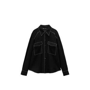 ZARA SHIRT WITH CONTRAST SEAMS BLACK SIZE XS | 3564/095